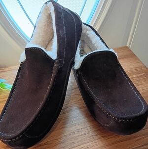 UGG MENS SZ 14 LN ASCOT ESPRESSO SUEDE SHEEPSKIN MOCCASINS